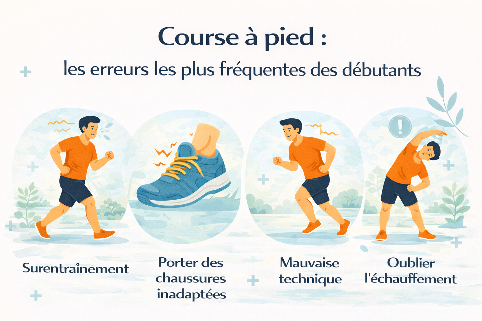 Conclusion La majorité des blessures en course à pied ne sont pas une fatalité. Elles sont souvent liées à des erreurs simples : manque de progressivité, récupération insuffisante, équipement inadapté ou douleurs ignorées. Bien débuter, c’est avant tout adopter une approche intelligente et durable. Un accompagnement en physiothérapie permet d’identifier les facteurs de risque, d’améliorer la technique et de prévenir les blessures avant qu’elles ne s’installent. 👉 Vous débutez ou vous ressentez des douleurs en courant ? Prenez rendez-vous dans notre centre de physiothérapie à Genève pour un bilan personnalisé et une prise en charge adaptée.
