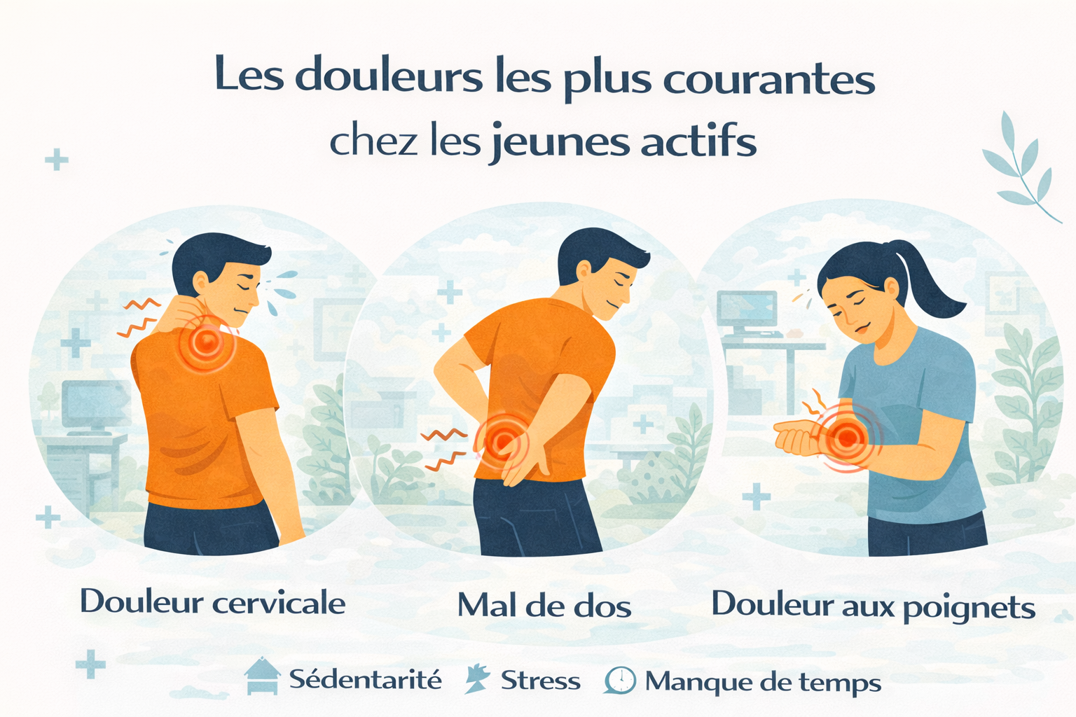 Les douleurs les plus courantes chez les jeunes actifs